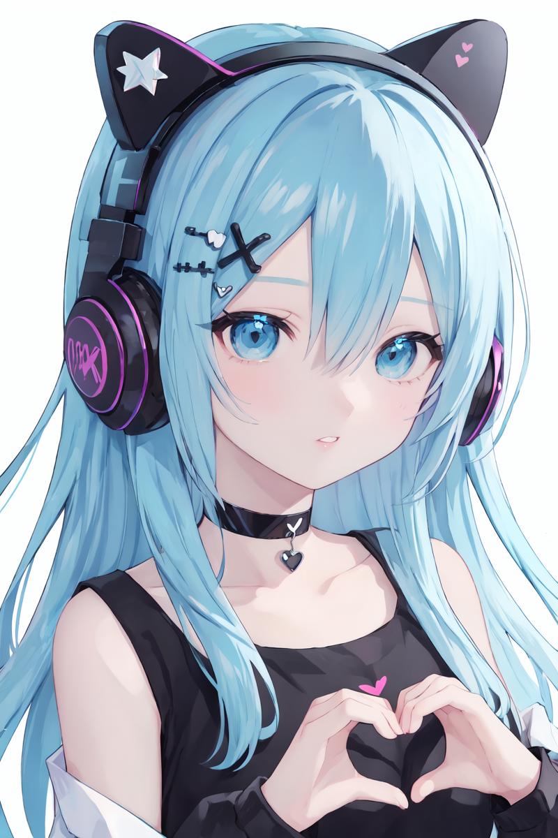 06638-1149561132-heart,heart hands,hair ornament,headphones,blue eyes,long hair,choker,1girl,blue hair,solo,looking at viewer,parted lips,haircli.png